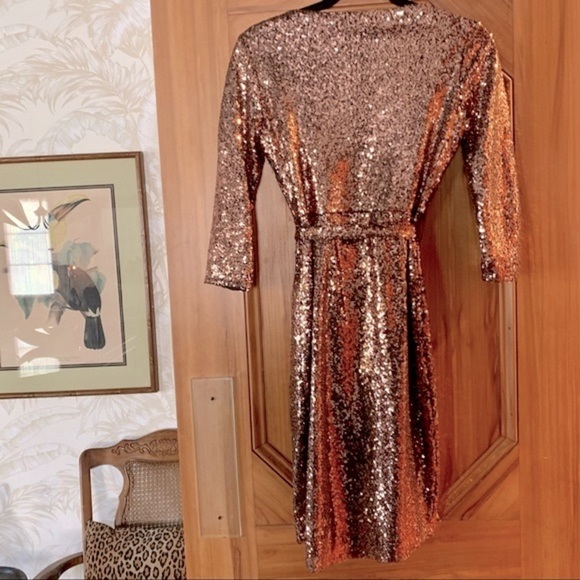 Aqua Copper Sequin Wrap Mini Dress ✨ New Year’s Eve - Picture 7 of 11